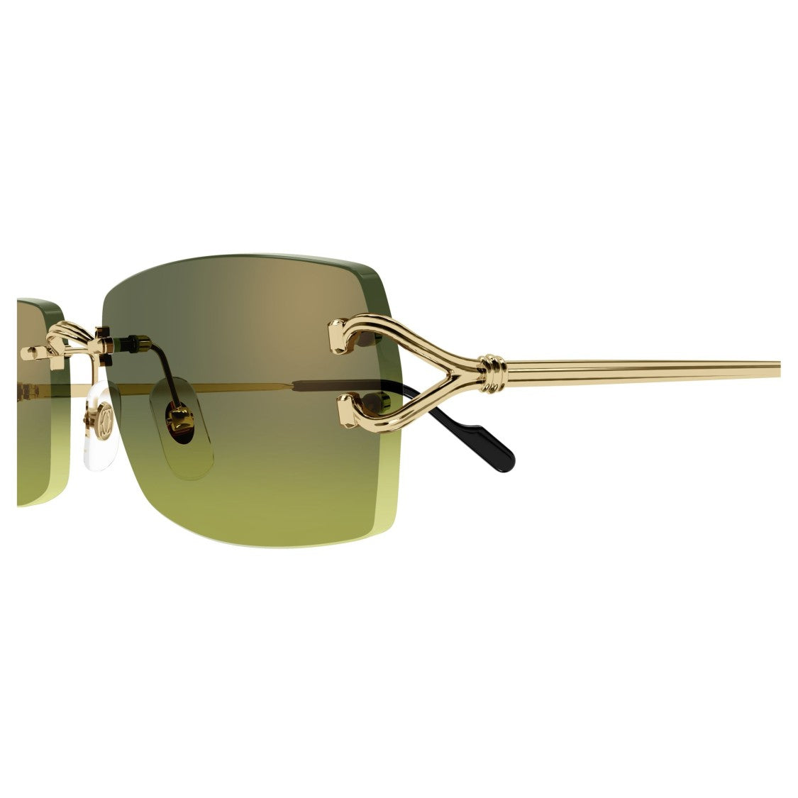 Cartier Rimless Sunglasses With Rectangular Green Gradient Lenses