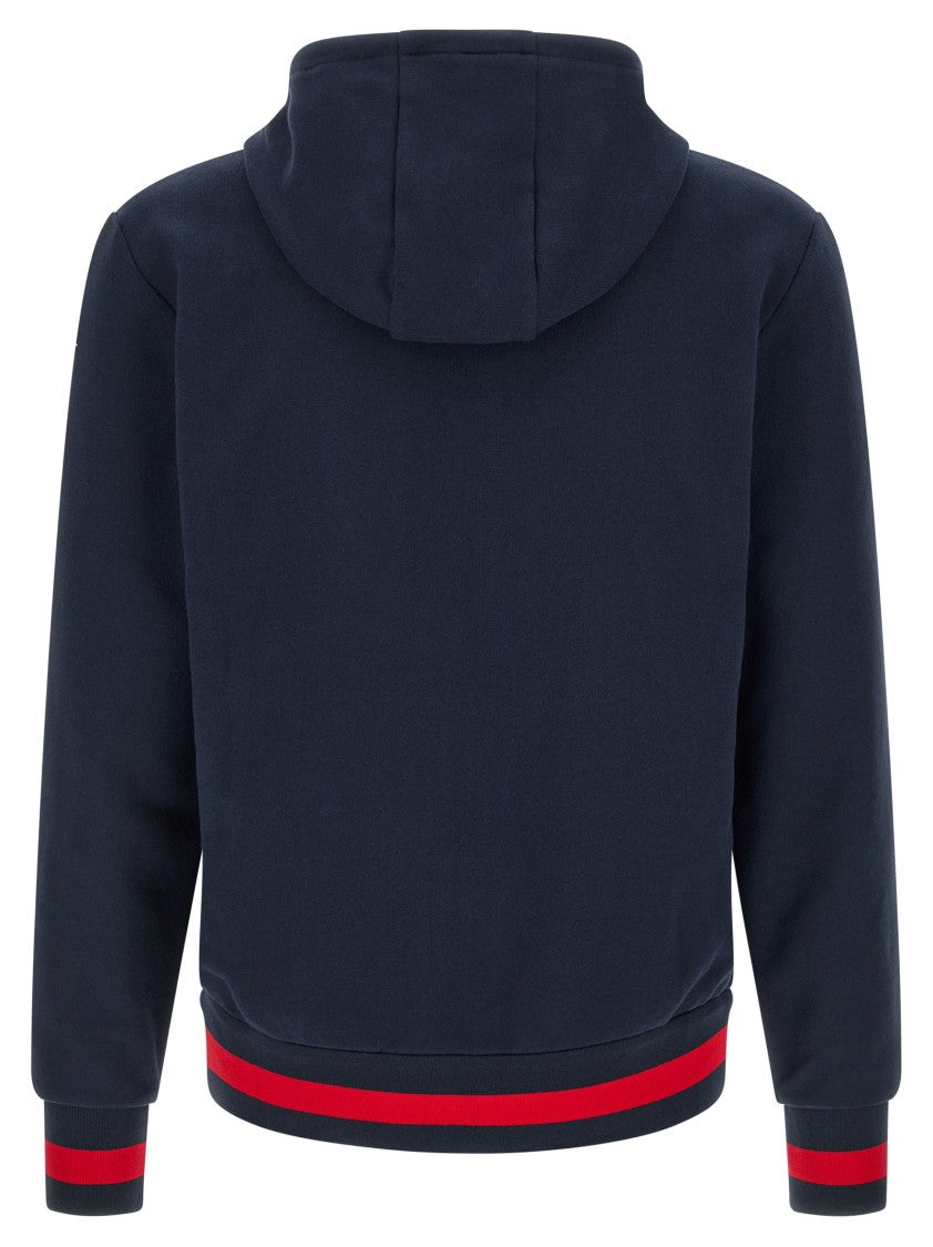 Kiton Gauze Cotton Tracksuit With Contrast Bands And Embroidered Logo
