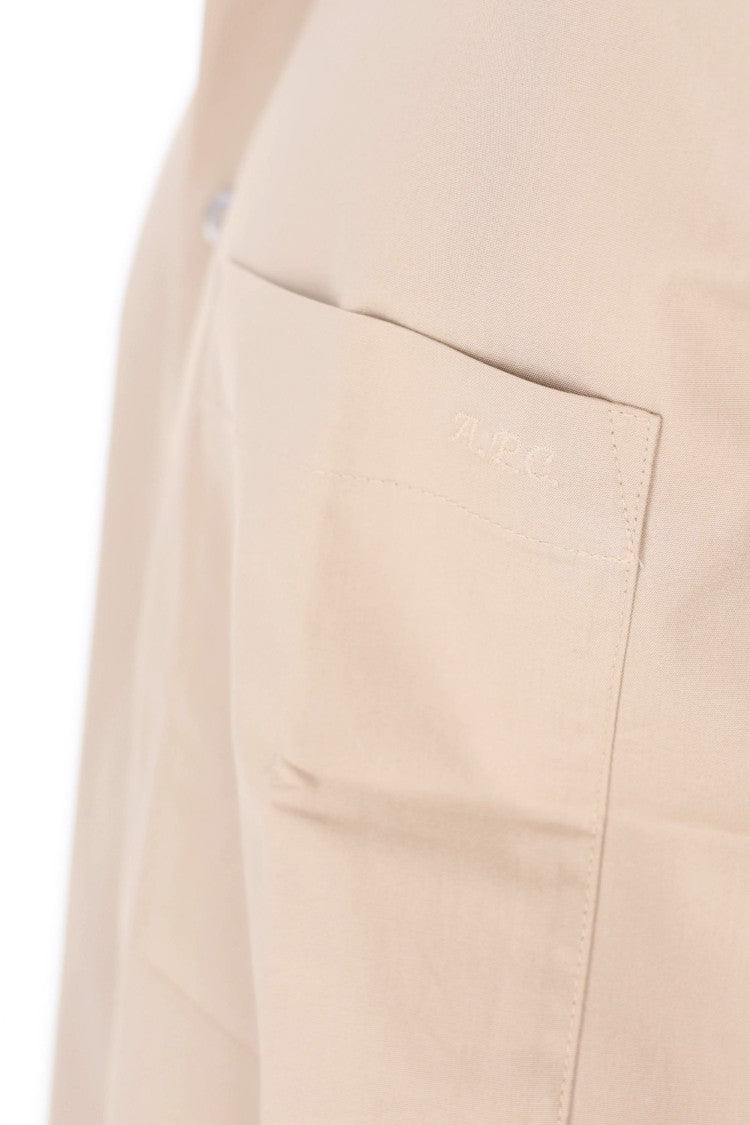 A.P.C. Beige Short-Sleeve Cotton Poplin Shirt