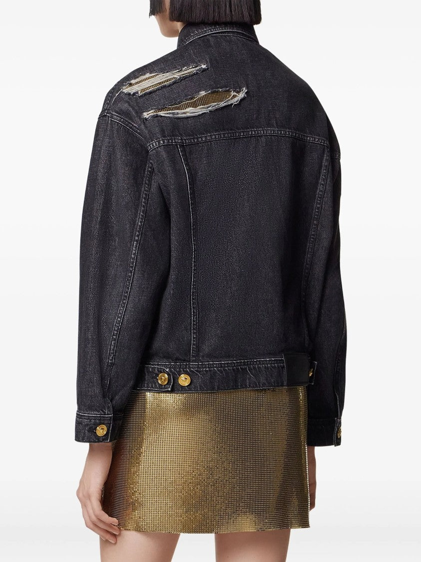 Versace Indigo Blouson Denim Vintage Distressed Jacket