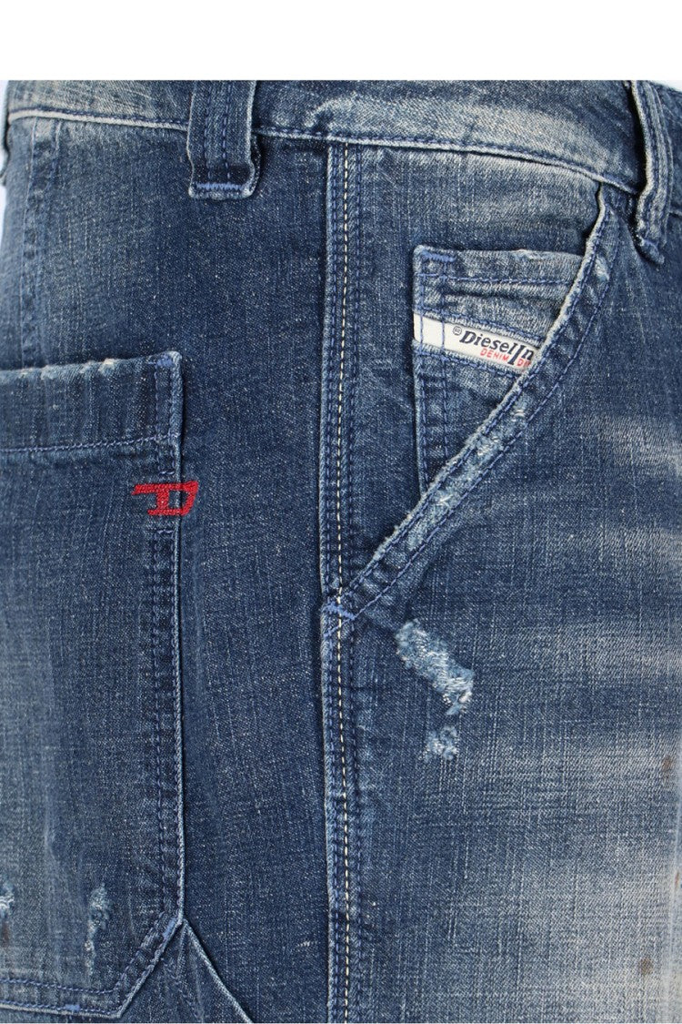 Diesel Relaxed Fit Wide Leg Distressed Jeans