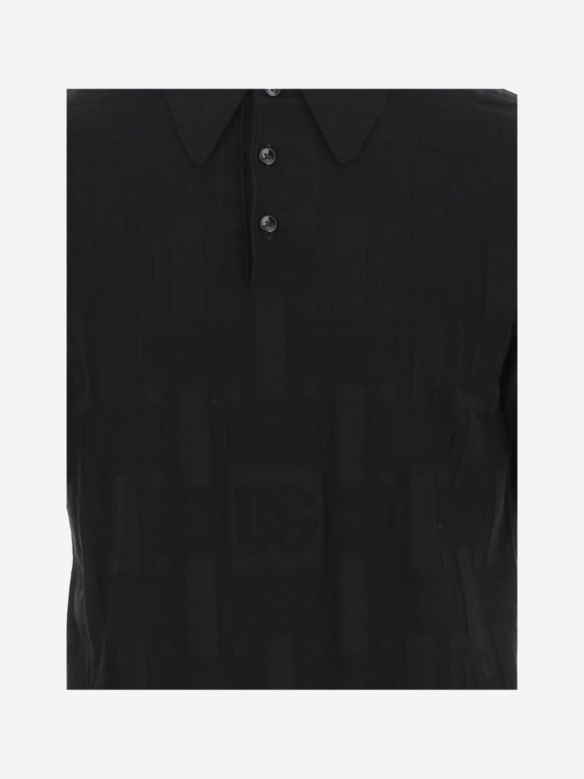 Dolce & Gabbana Silk Polo Shirt With Jacquard Logo