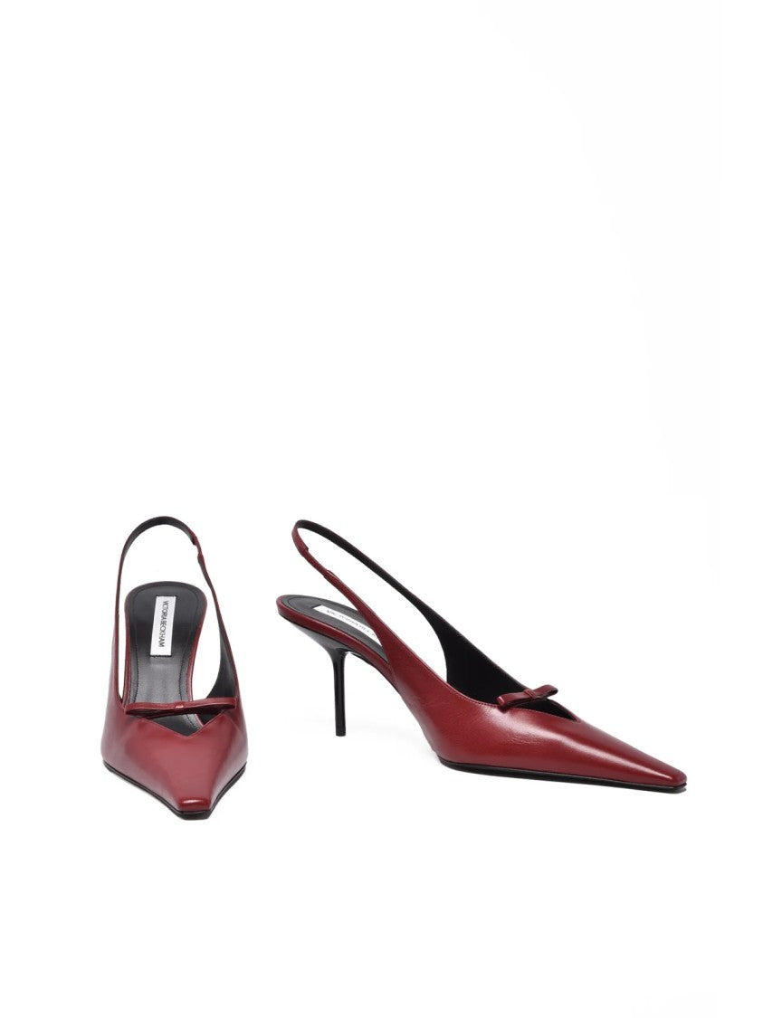 Victoria Beckham Red Leather Bow Slingback Pumps