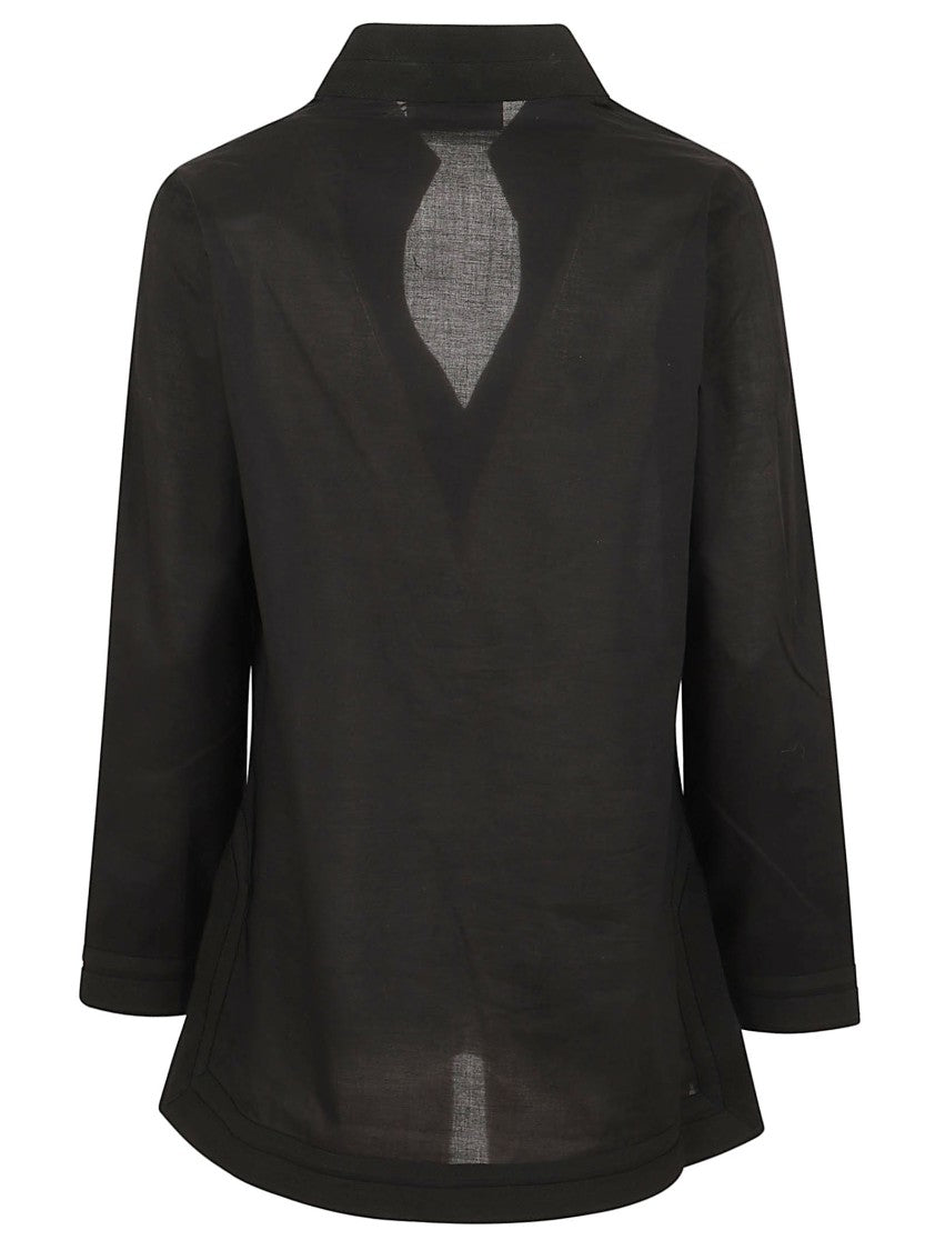 Tory Burch Relaxed Fit Cotton Voile Tunic With Herringbone Twill Accents