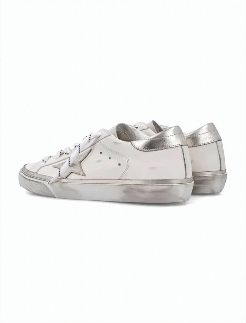 Golden Goose Distressed White Leather Sneakers