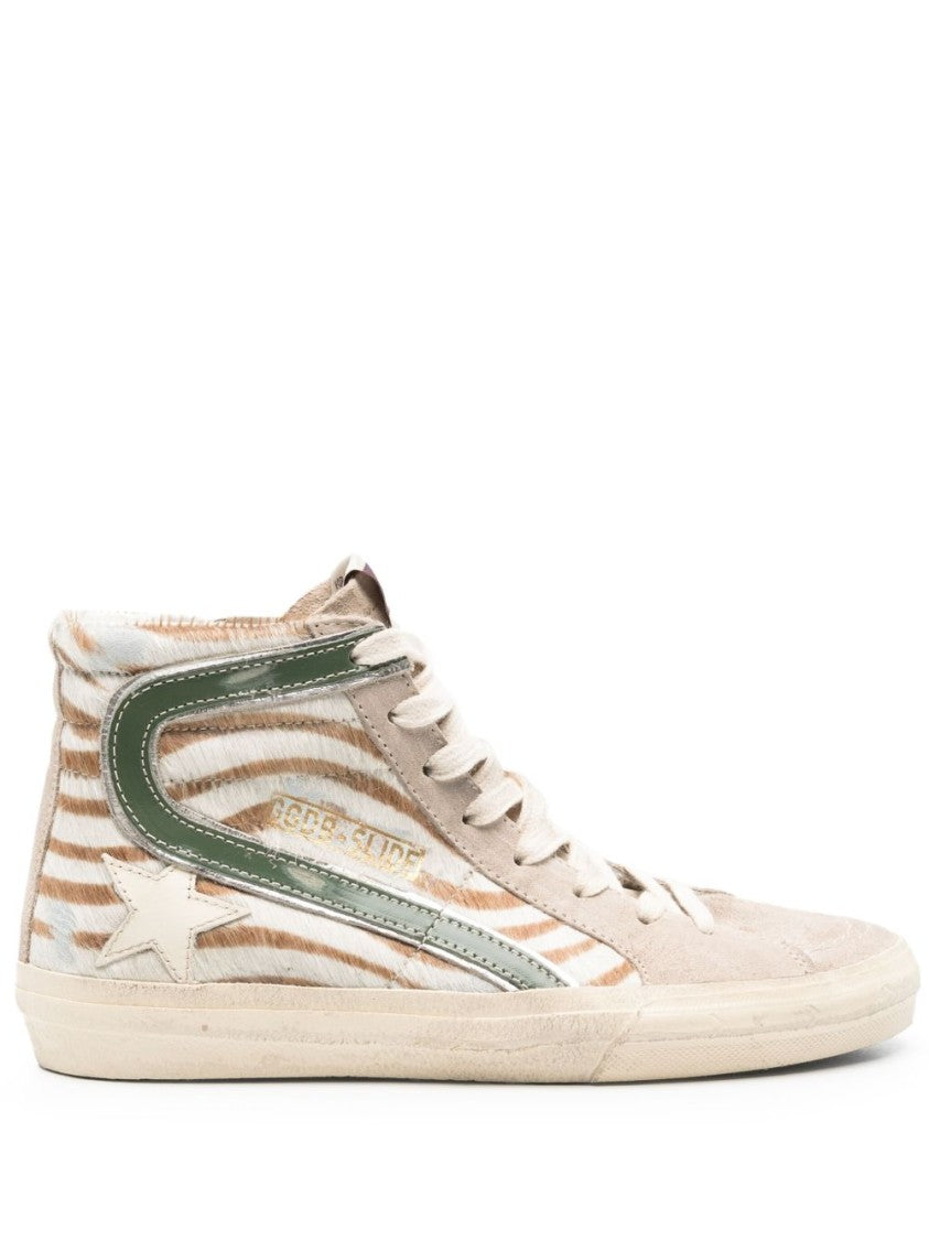 Golden Goose Light Beige Star Patch Zip Sneakers
