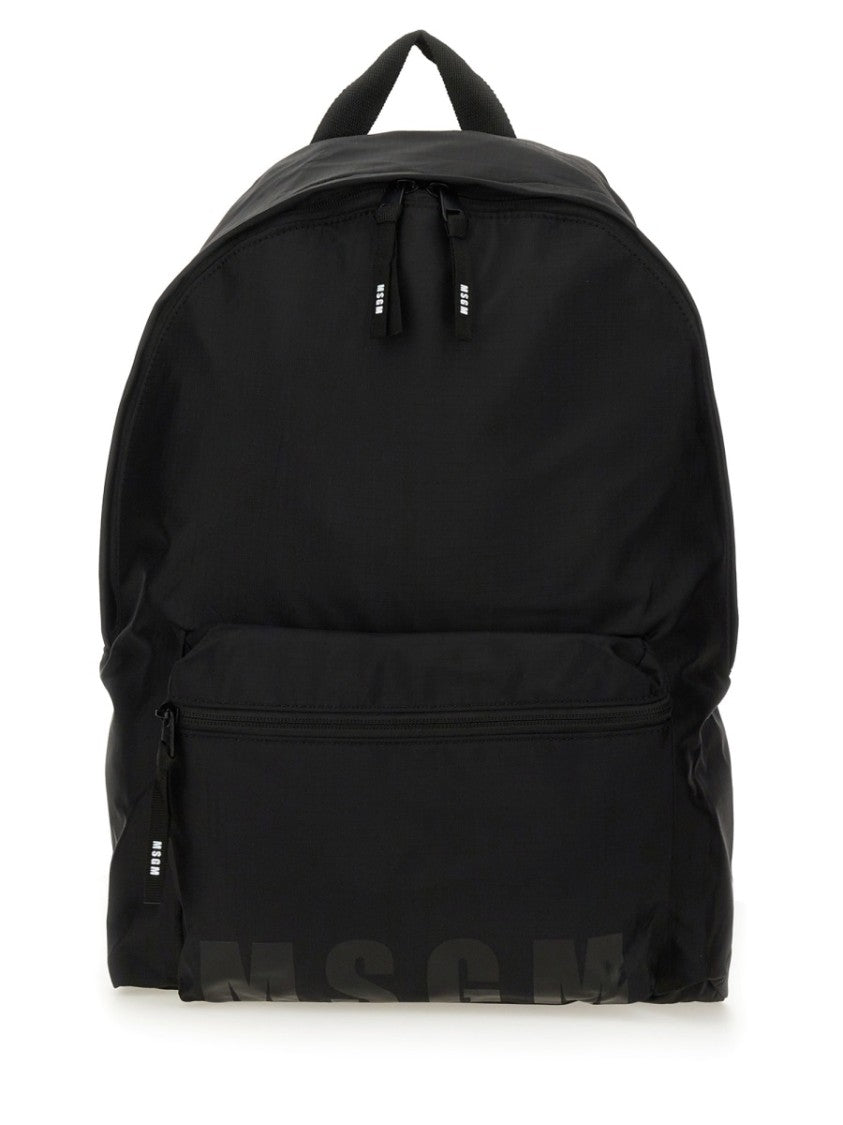 Msgm Black Backpack With Logo