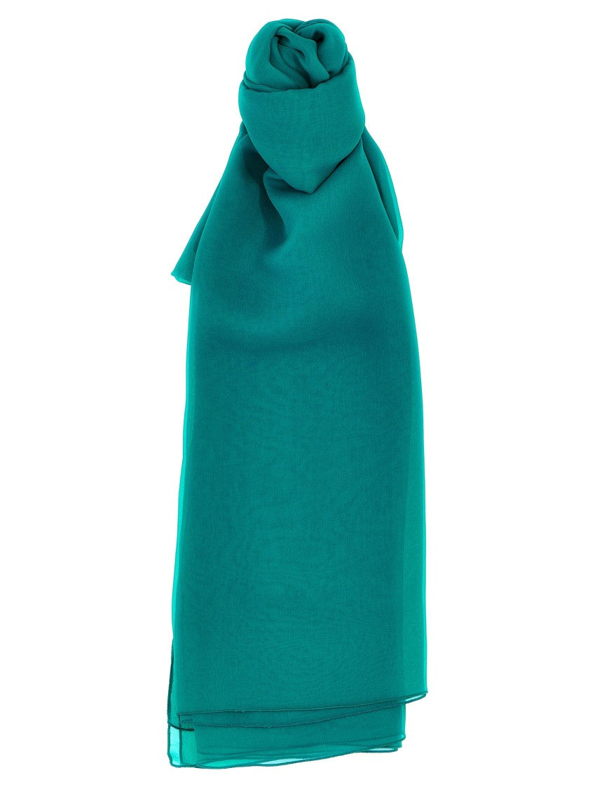 Alberta Ferretti Green Silk Stole Crafted In Italy