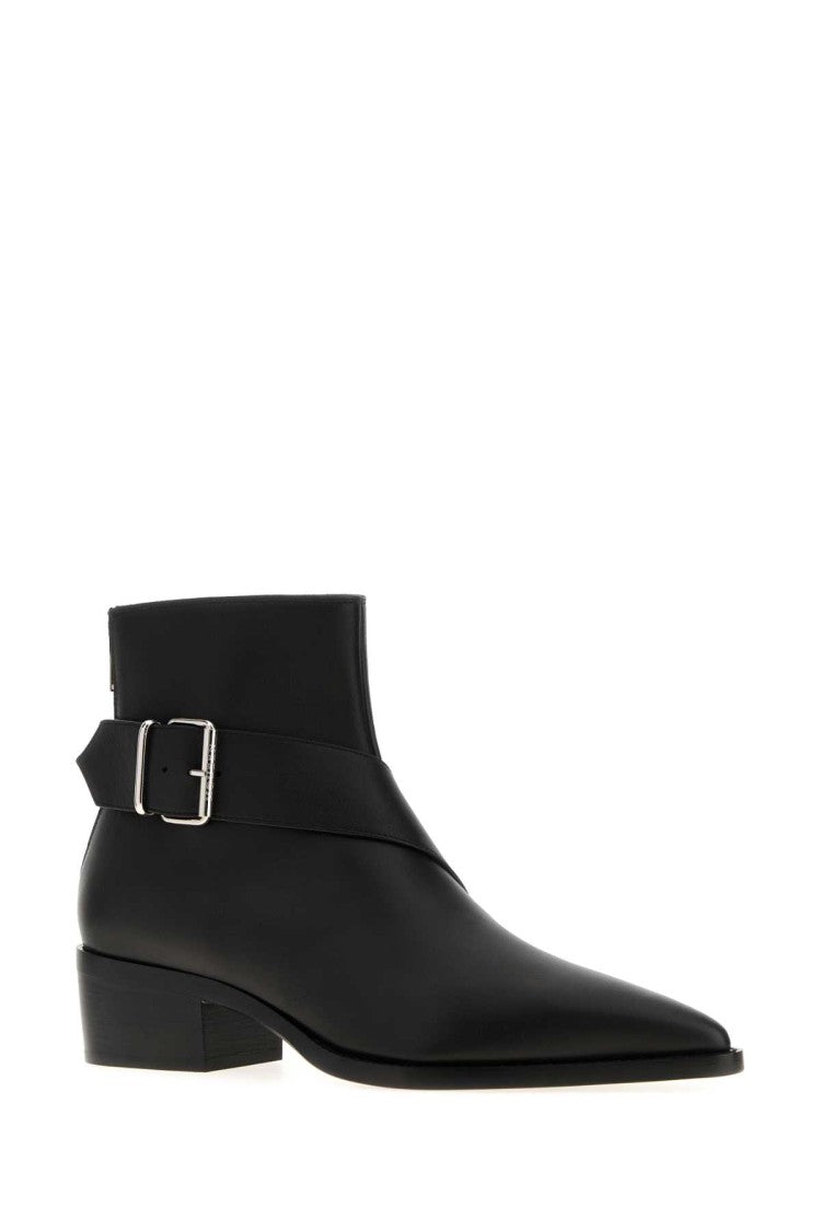 Alexander Mcqueen Black Leather Heron Ankle Boots