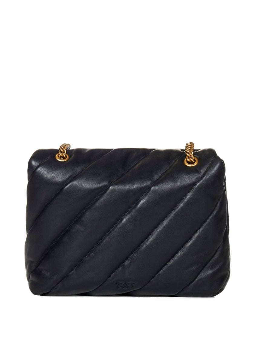 Pinko Black Quilted Gold Bird Clasp Bag