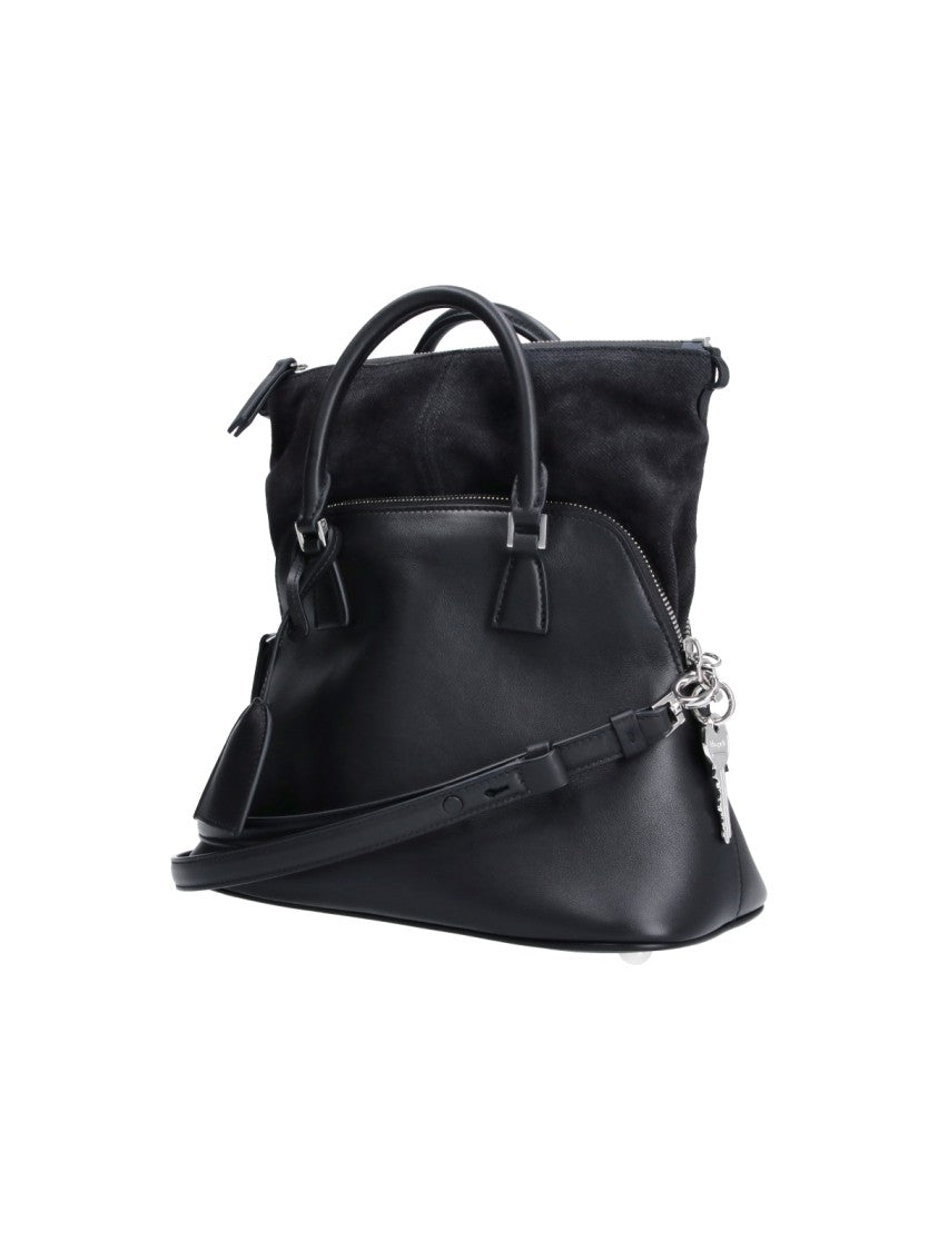Maison Margiela Mini Top Handle Handbag In Smooth Black Leather