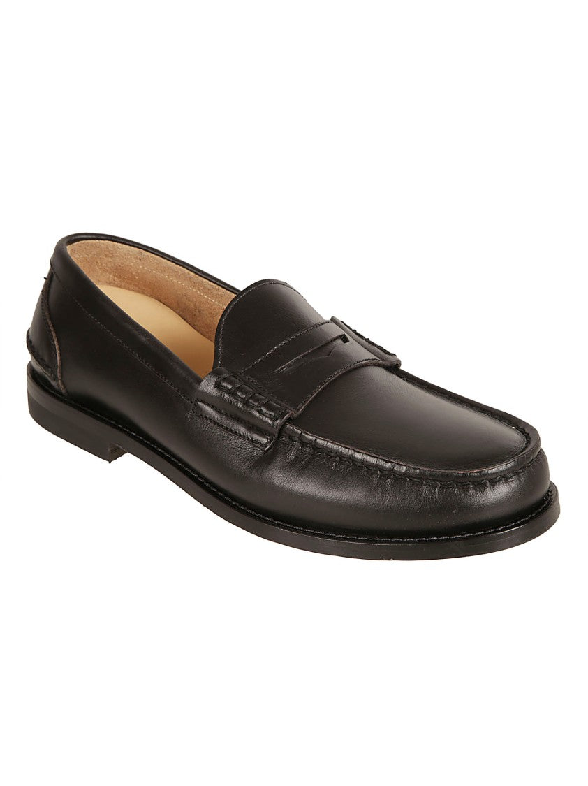 Premiata Minimalist Black Calf Leather Flat Shoes