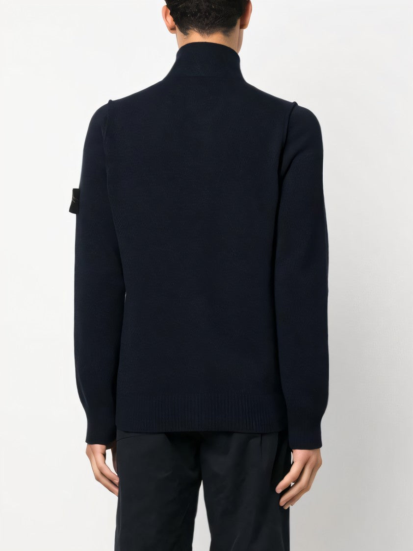 Stone Island Ribbed High-Collar Cardigan