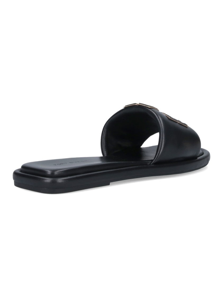 Tory Burch Double "T" Slide Sandals – Black