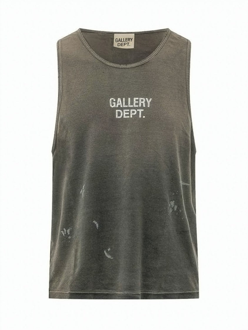 Gallery Dept. Faded Grey Sleeveless Tank Top With Bold Logo Detail