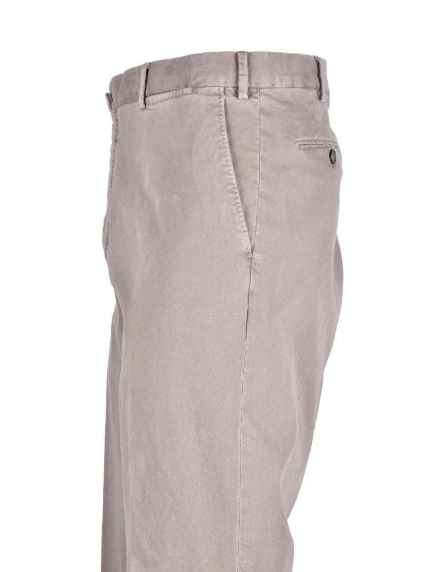 Santaniello Beige Stretch Cotton Zip Fustagno Formal Pants