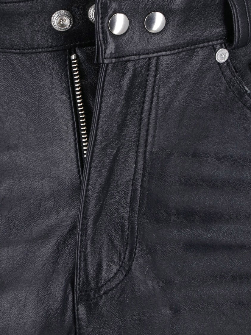 Our Legacy Straight-Leg Black Lambskin Leather Pants With Mid-Rise Waist