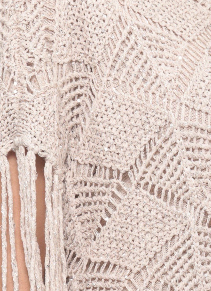 Antonelli Firenze Beige Brionia Sequined Cut-Out Sweater