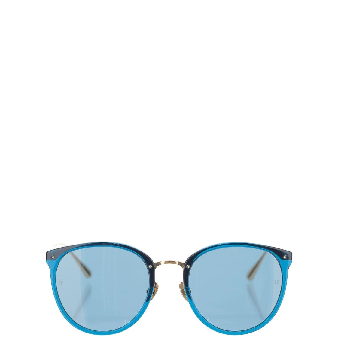 Linda Farrow Rounded Acetate Sunglasses With Gold-Plated Titanium Temples