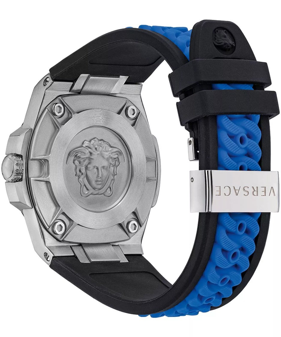 Versace Greca Logo 38Mm Women's Analog Watch With Blue Leather Strap
