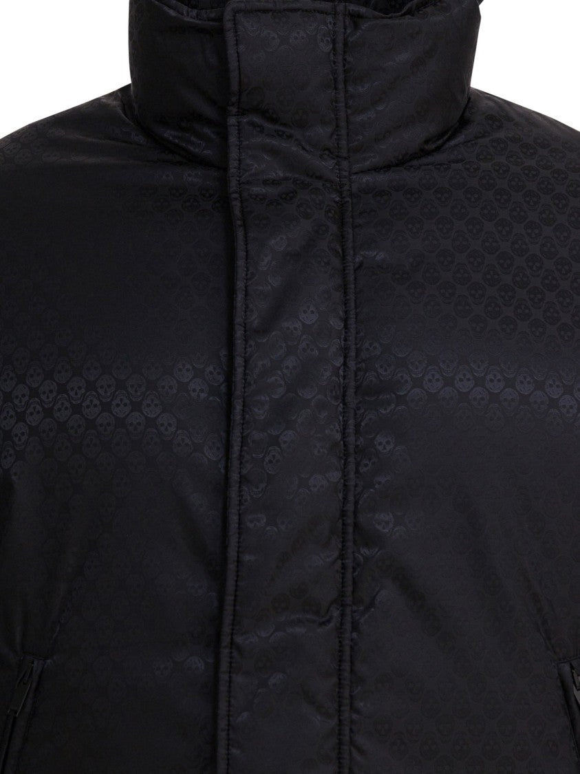 Alexander Mcqueen Black Padded Jacket With High Collar And Concealed Zip Closure