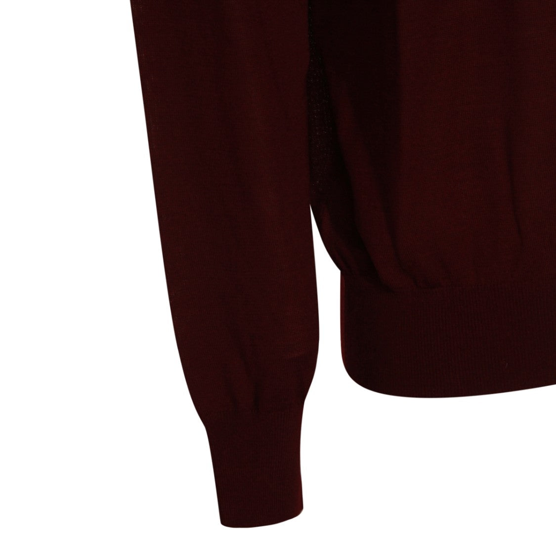 Saint Laurent Bordeaux Wool Knit Sweater With High Collar And Ribbed Cuffs