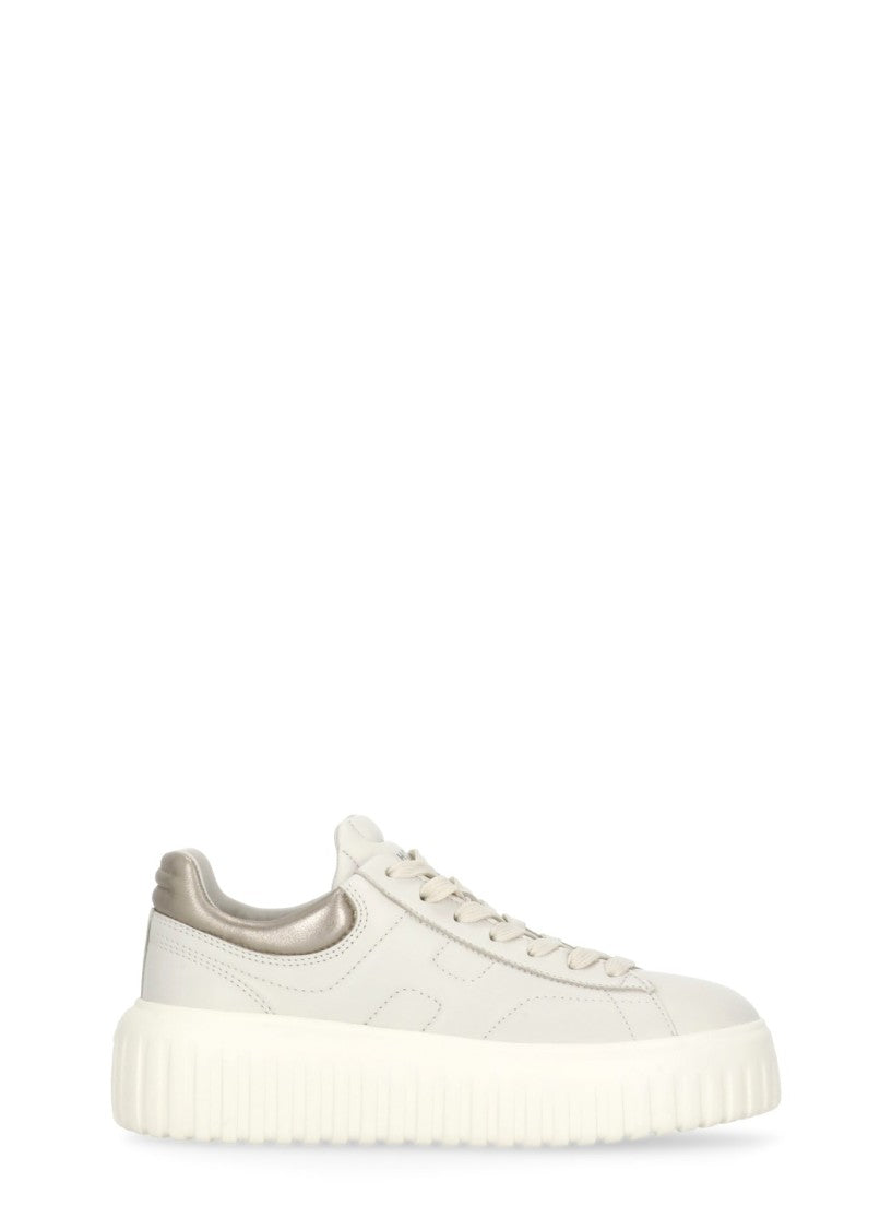 Hogan Ivory H-Stripes Metallic Heel Sneakers