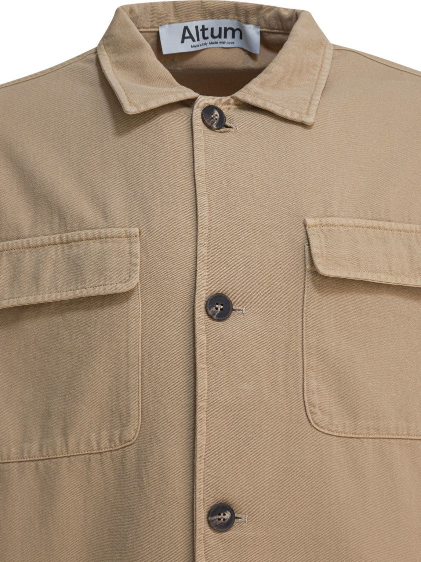 Altum Beige Button-Up Jacket With Flap Pockets