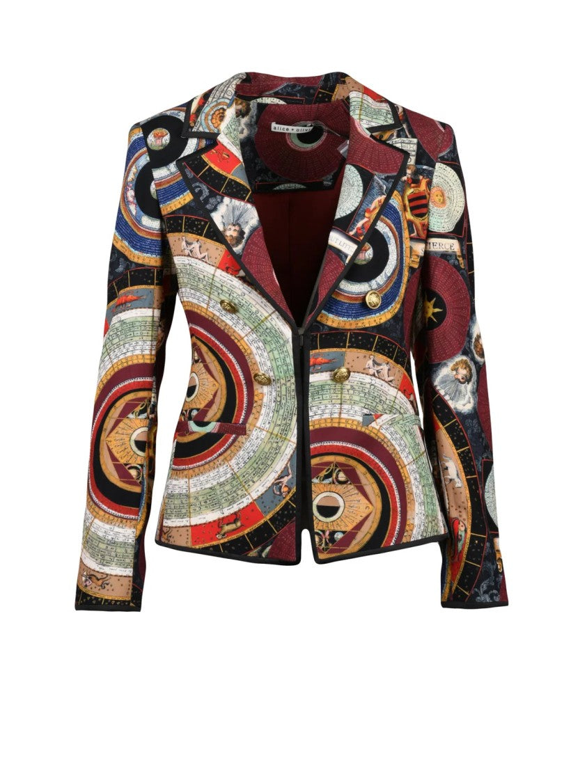 Alice + Olivia Multicolor Patterned Hook Fitted Jacket