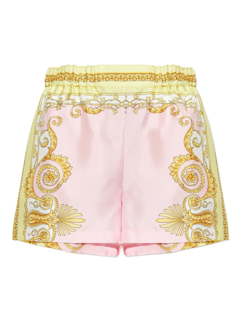 Versace Silk & Nylon Baroque-Patterned Shorts