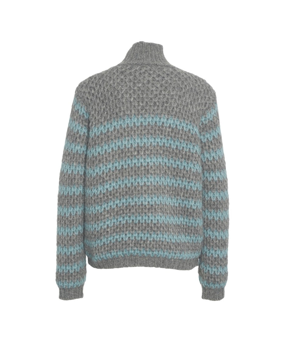 Roberto Collina Alpaca Blend Sweater With High Ribbed Collar And Cable Knit Design