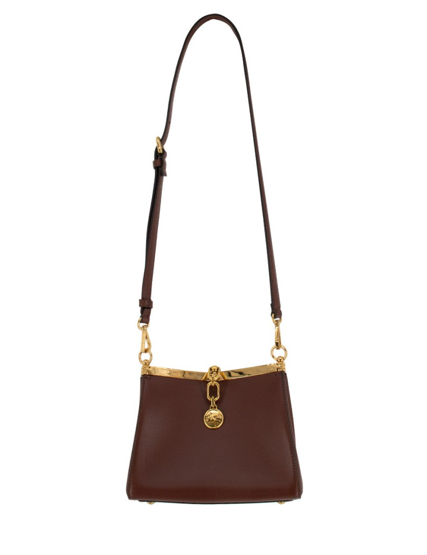 Etro Structured Leather Shoulder Bag With Distinctive Clasp