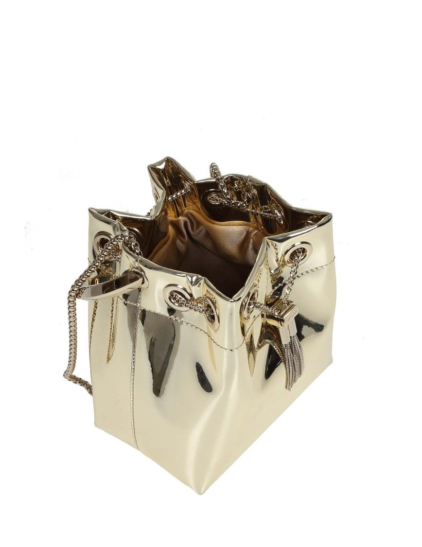 Jimmy Choo Gold Metallic Leather Bon Bon Bucket