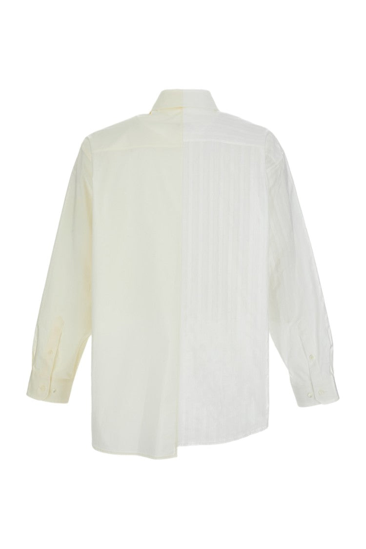Mm6 By Maison Margiela Numeric Signature Long-Sleeved Two-Tone Shirt With Asymmetric Hem
