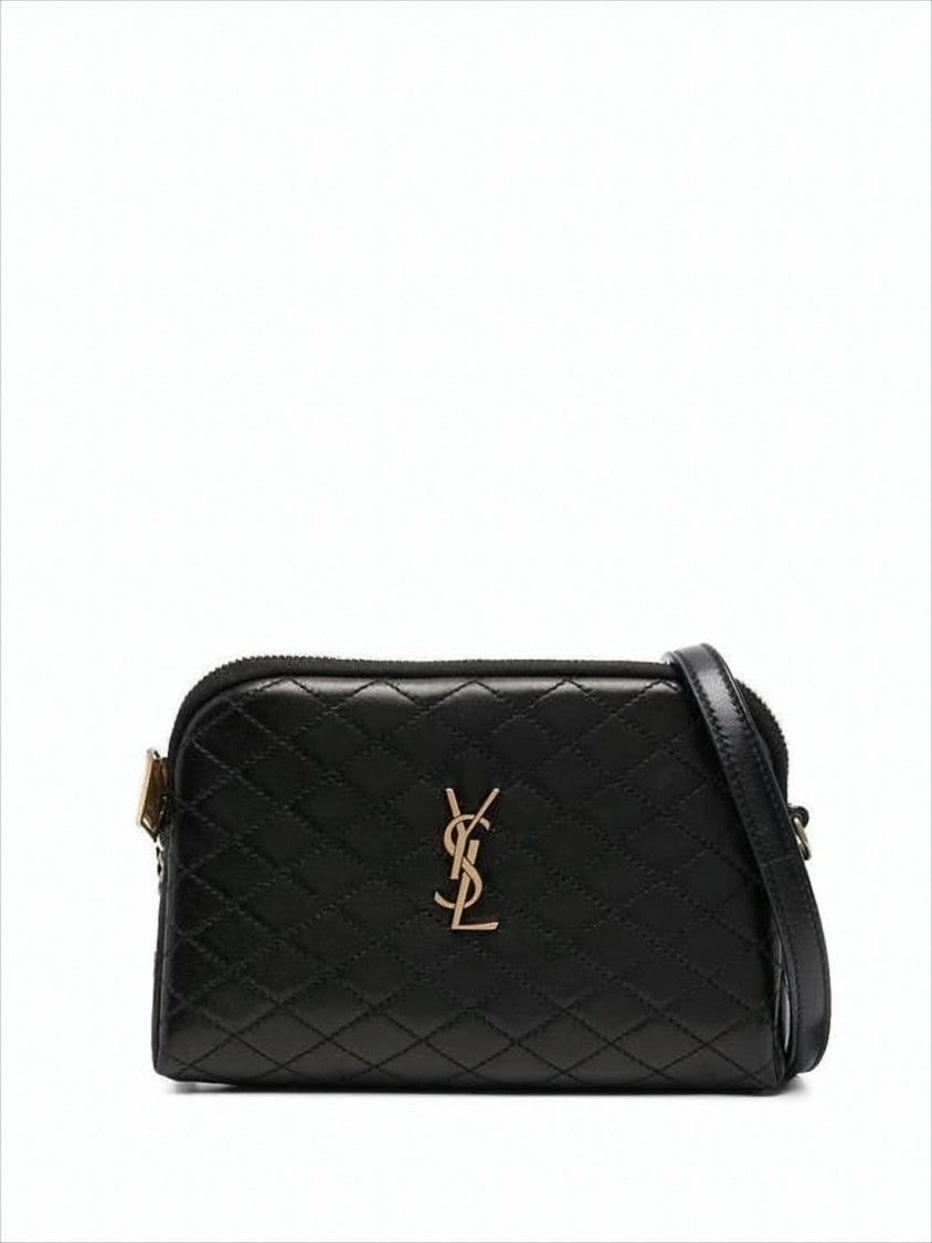 Saint Laurent Quilted Lambskin Crossbody Bag With Gold-Tone Ysl Logo