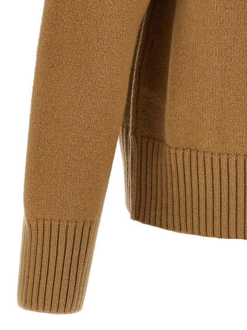 Ami Felted Merino Wool Cardigan With Inlaid Heart Motif