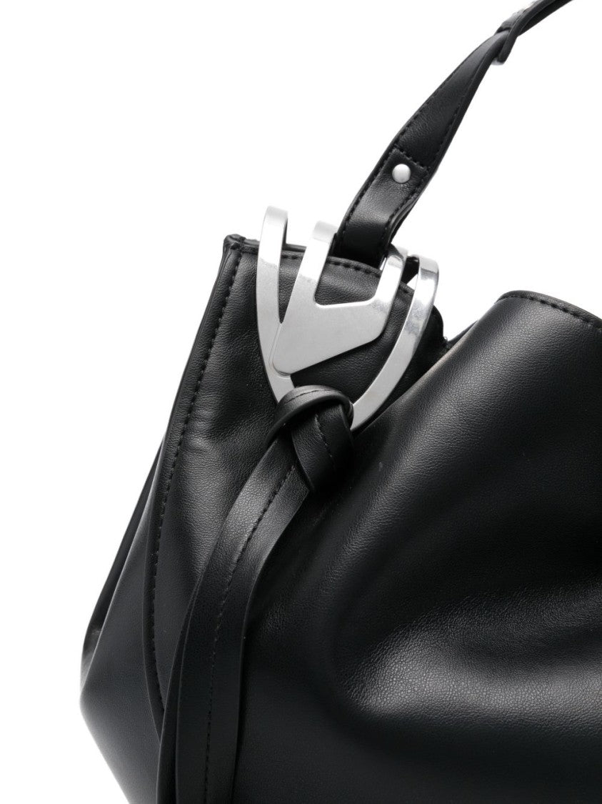 Diesel Black Silk And Nylon Silver Hardware Bag