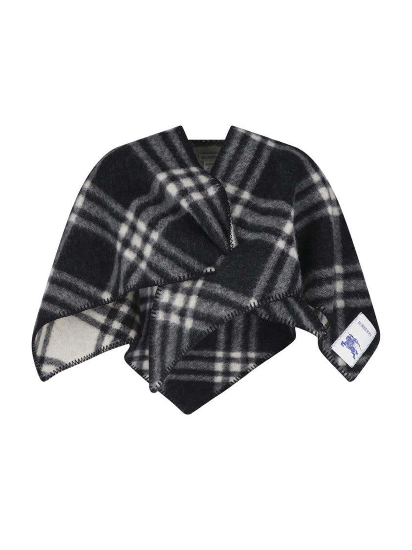 Burberry Asymmetrical Plaid Jacket With Wide Neckline