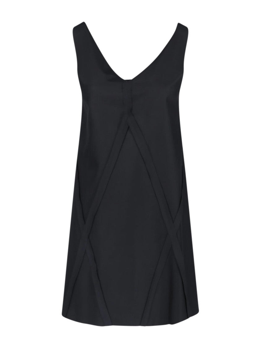 Mm6 By Maison Margiela Black Geometric Raw-Cut Midi Dress