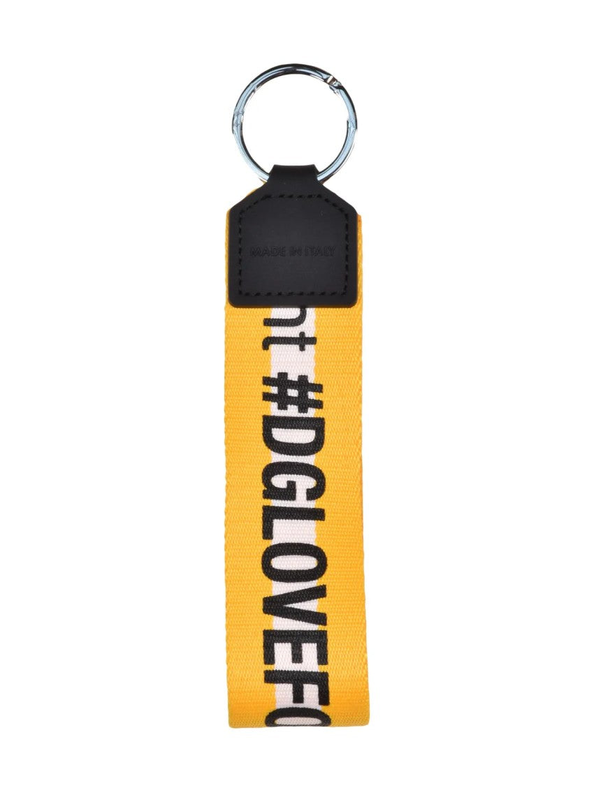 Dolce & Gabbana White/Yellow Vibrant Logo Polyester Keychain