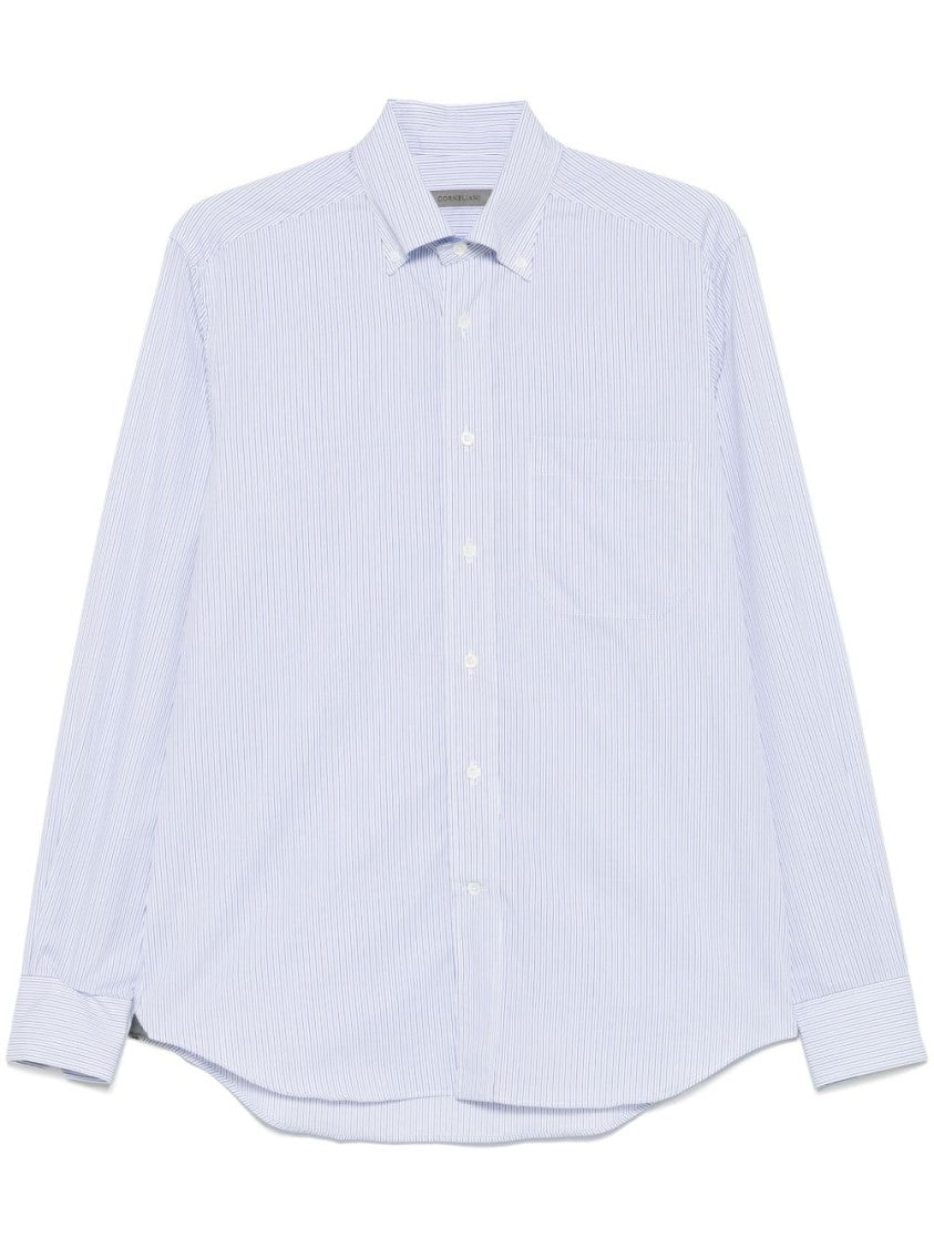 Corneliani Subtle Striped Blue Cotton Shirt