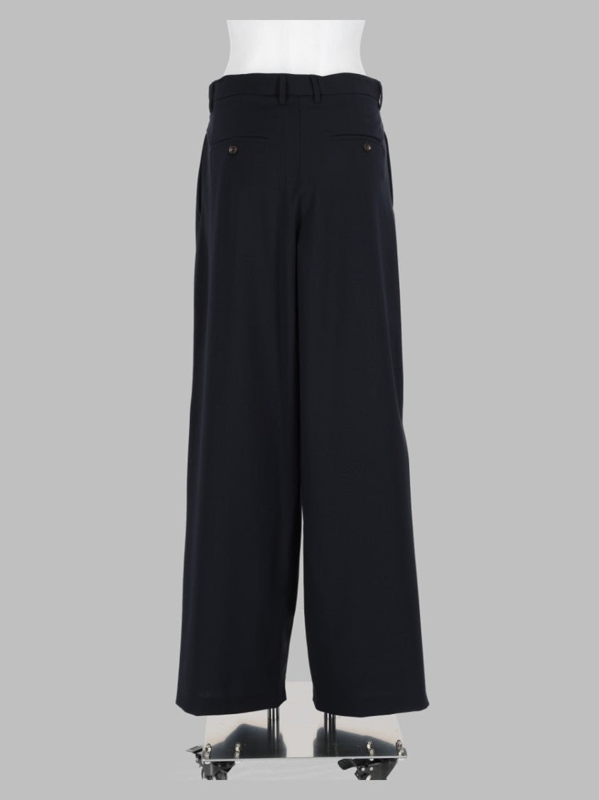 Max Mara Blue Pleated High-Waisted Virgin Wool Wide-Leg Pants