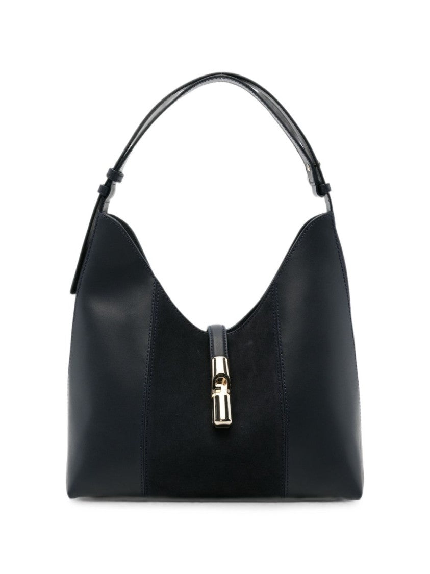 Furla Smooth Leather Suede Panel Top-Handle Handbag