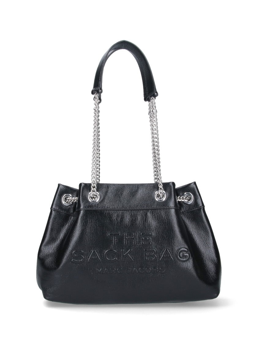 Marc Jacobs Textured Black Handbag With Dual Chain Handles