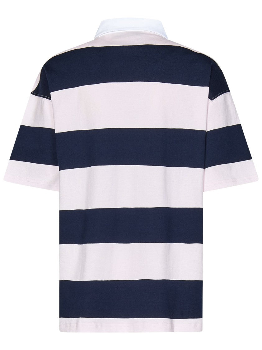 Coperni Pink Striped Polo T-Shirt With Classic Collar