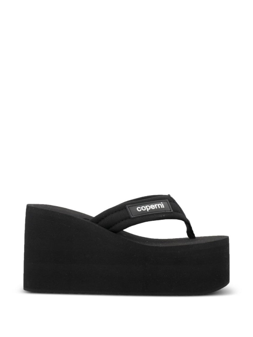 Coperni Black Padded Strap Platform Wedge Sandals
