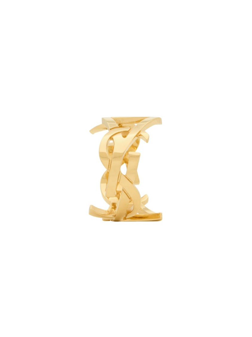 Saint Laurent Intricately Designed Polished Brass Ring By Saint Laurent