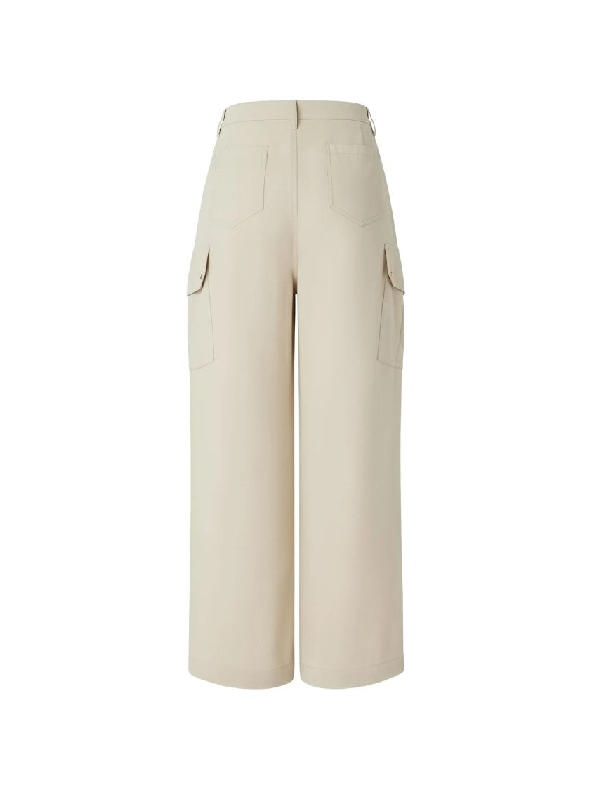 Pinko Neutral Rosalin Wide-Leg Cropped Tapered Pants