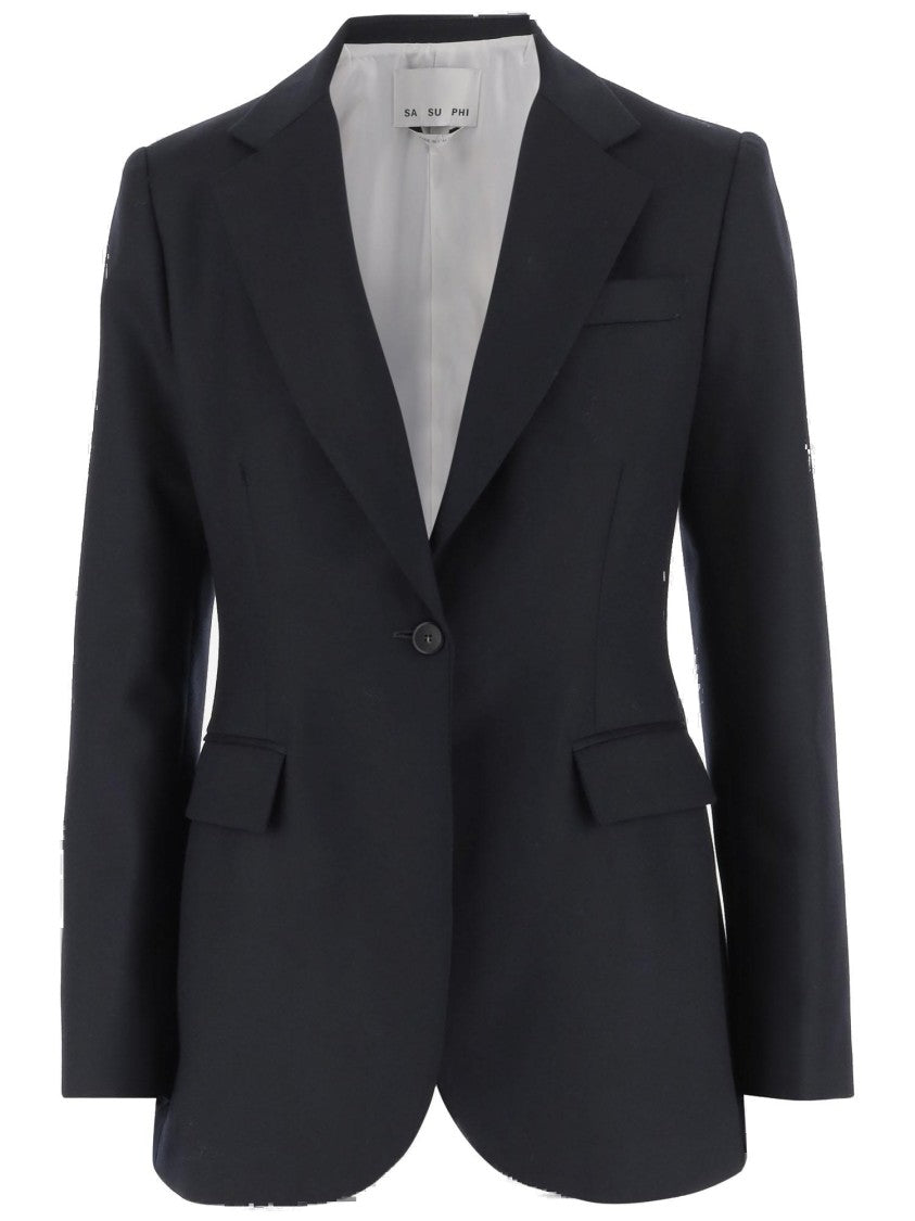 Sa Su Phi Navy Tailored Wool Jacket
