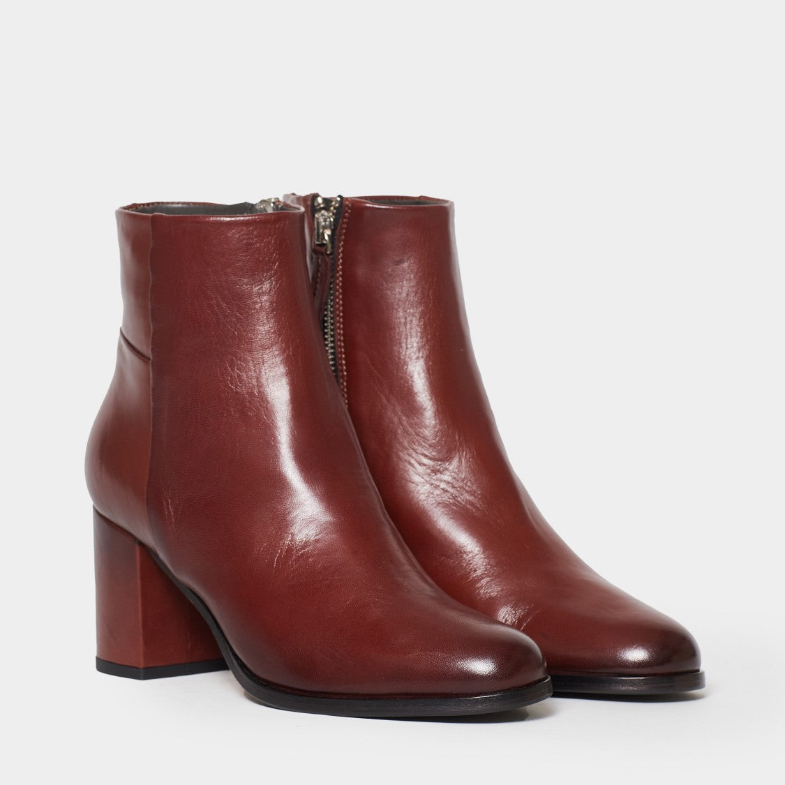 Rossano Bisconti Ankle Boot In Soft Cognac Leather With Side Zip